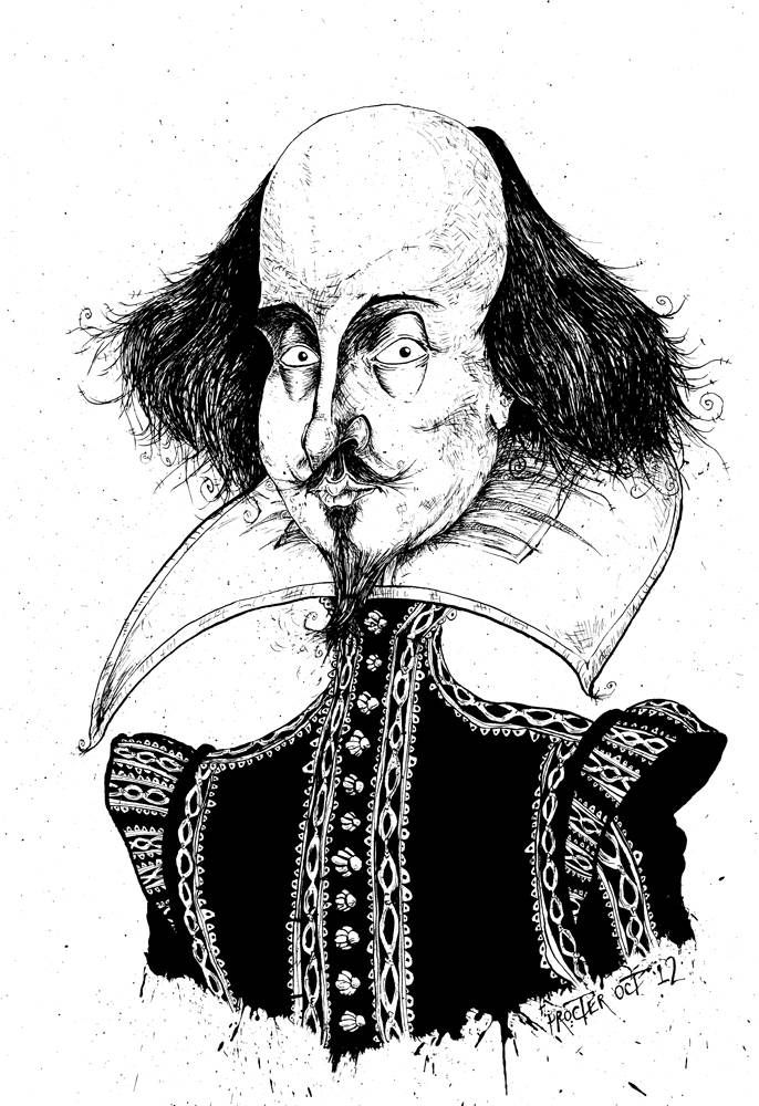 William Shakespeare caricature Bill the Bard