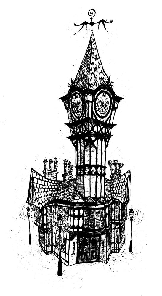 Mock tudor clocktower based on Southsea Portsmouth