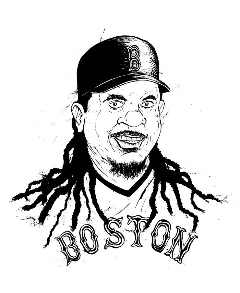Manny Ramirez caricature Boston Red Sox