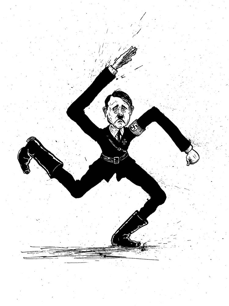 cartoon of Adolf Hitler as a swastika