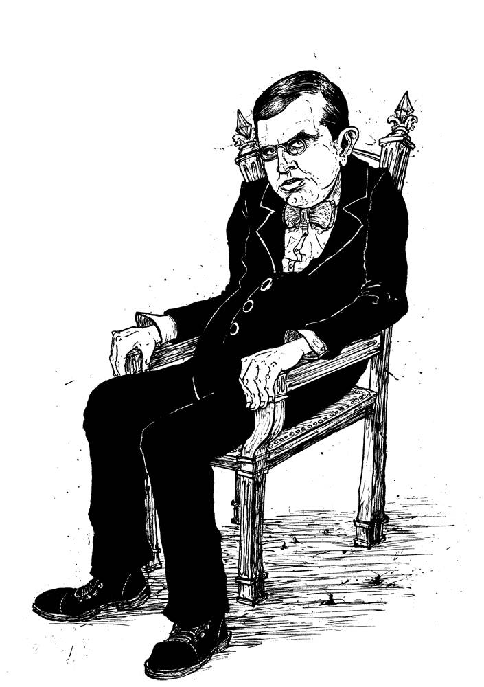American Author Theodore Dreiser sitting in a chair