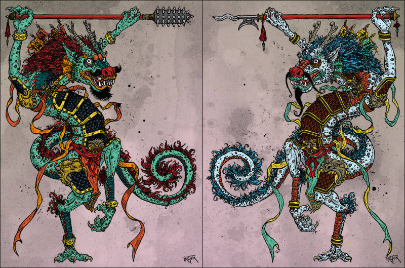 Dragon Menshen Door Gods - 龍門神