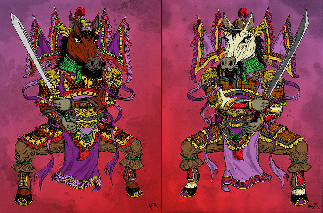 Horse Menshen Door Gods - 馬門神