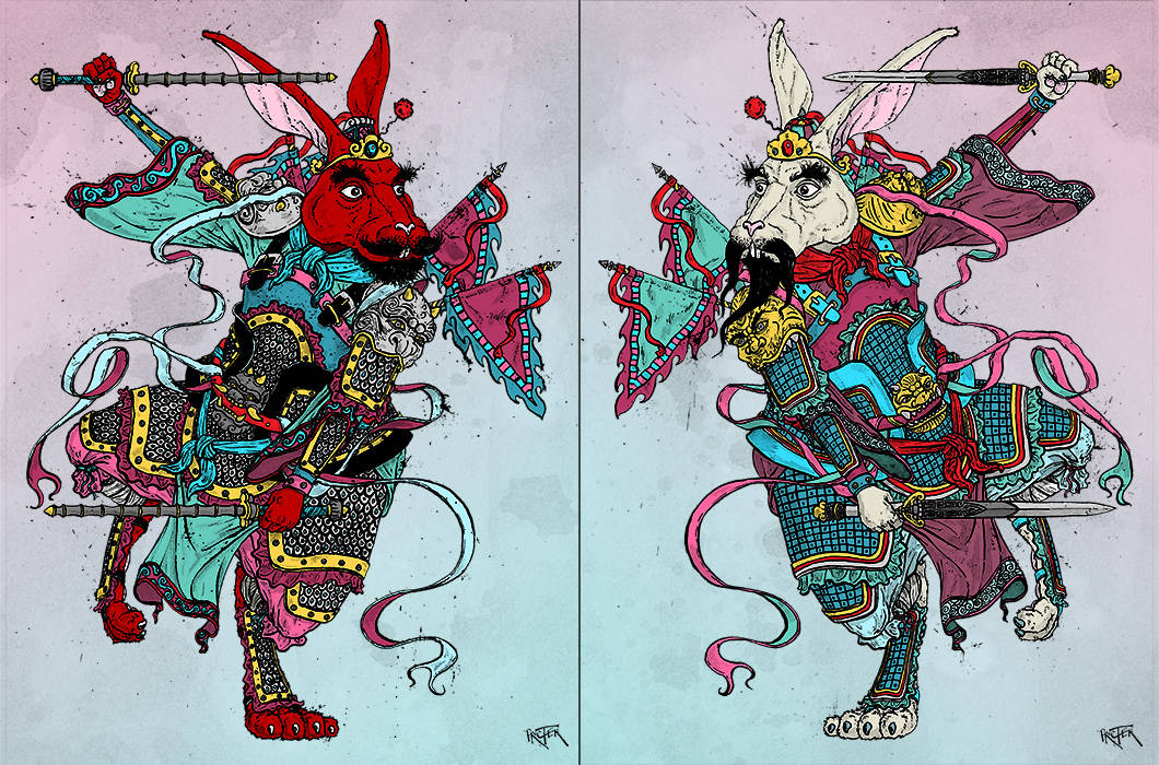 Rabbit Menshen Door Gods - 兔門神