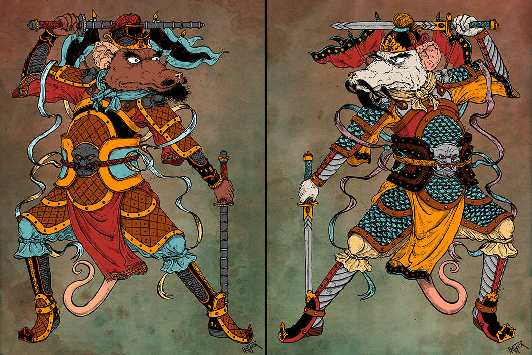 Rat Menshen Door Gods - 鼠門神