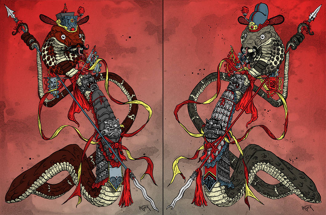 Snake Menshen Door Gods - 蛇門神