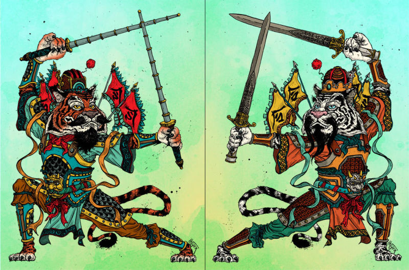 Tiger Menshen Door Gods - 虎門神